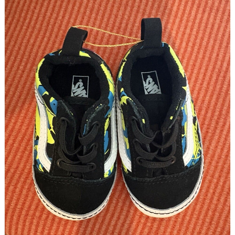 Vans Old Skool Shoes Infant Size 4 Color Black, Blue, and Green, NEW